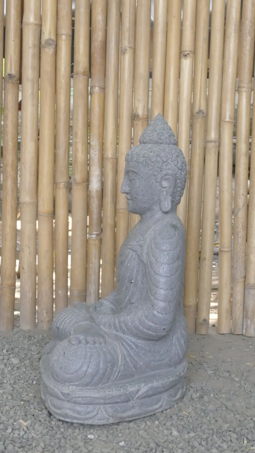  Product image 5 of the product “Seated Buddha made of Riverstone in Dhyana position - gesture of meditation, 63cm height, natural ”